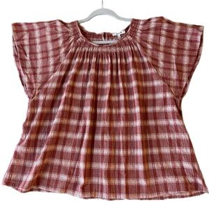 Madewell Plaid Gauze Flutter Sleeve
Blouse Top, Size XL